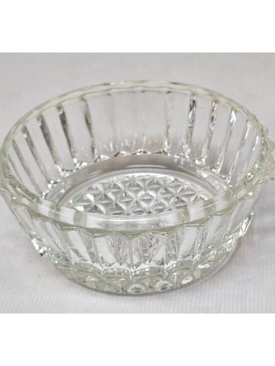 None | Dining | Vintage Clear Pressed Glass Ribbed Bowl Diamond Pattern ...